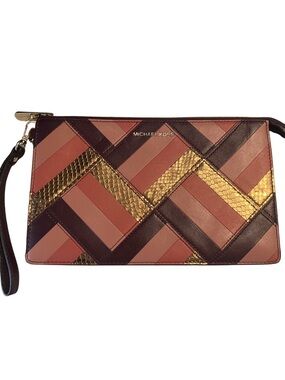 Michael Kors Large Flat Wristlet | Merlot Multi Chevron
